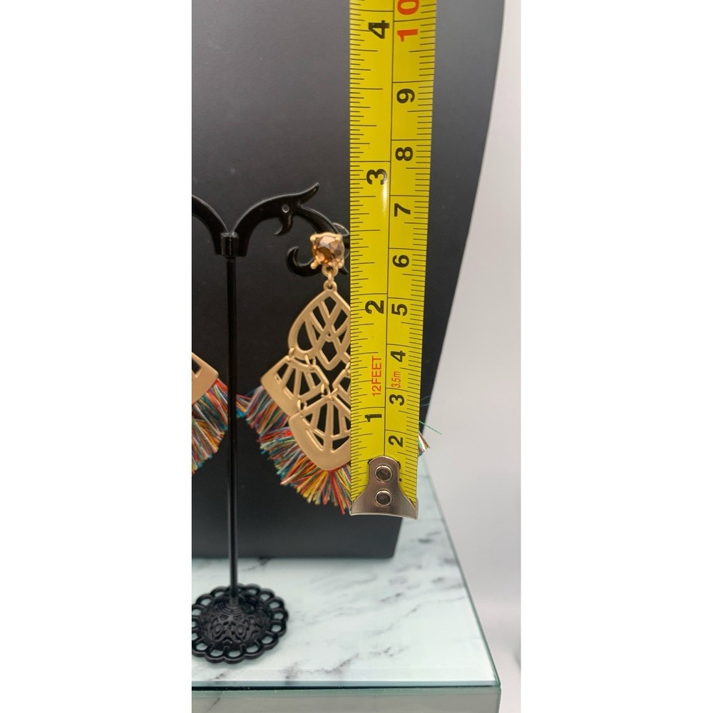Stella & Dot Alexandria Multi Color Tassel Chandelier Dangle Earrings - Picture 3 of 5